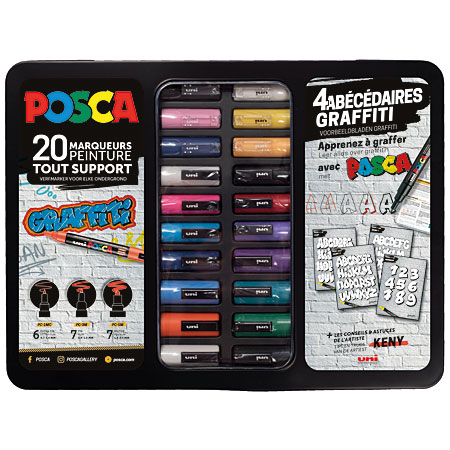 Uni Posca Markers Street Art Metal Box 20 set