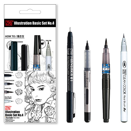 Zig Illustration Basic Set n° 4 - 4 assorted pens