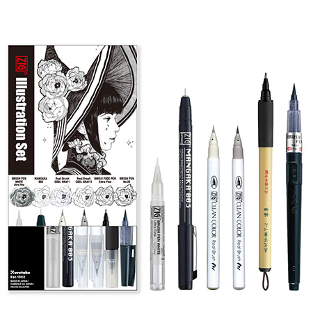 Zig Illustration Set - 6 assorted pens